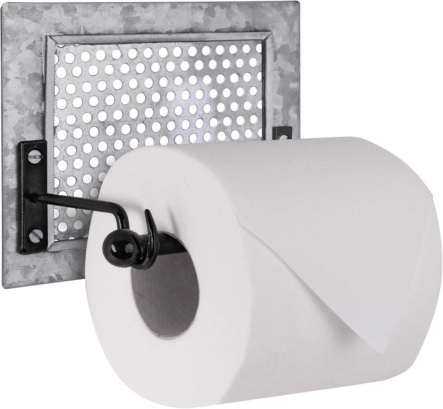 Wall Mount Rustic Toilet Paper Holder with Hole Punch Detail