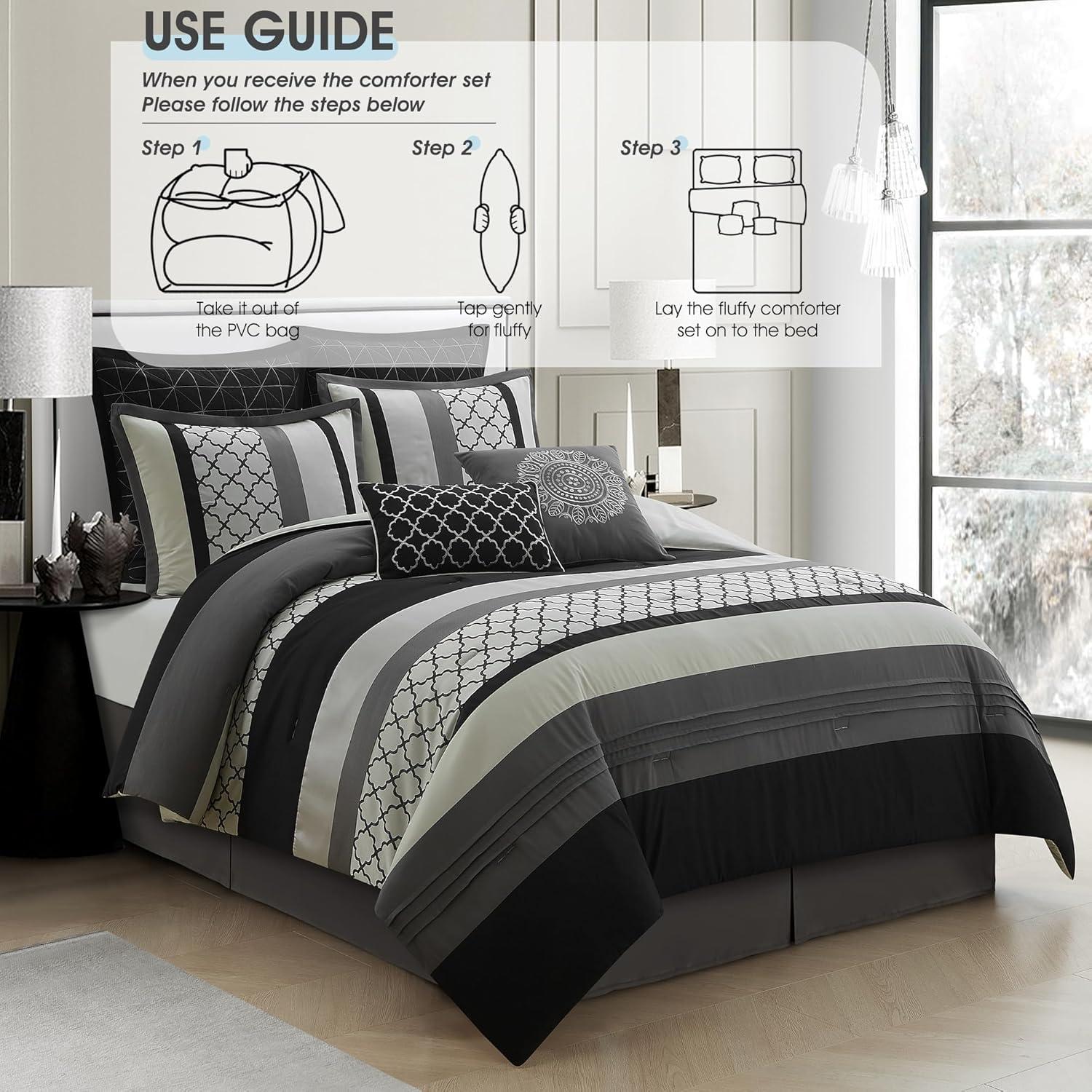 Nanshing America, Inc Avalon Microfiber Modern & Contemporary 8 Piece Comforter Set