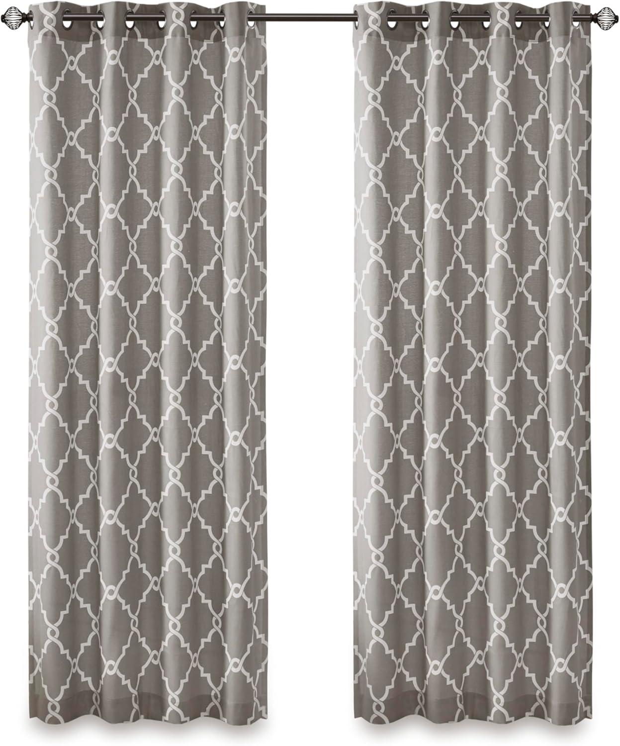 Madison Park Fretwork Print Grommet Top Window Curtain Panel