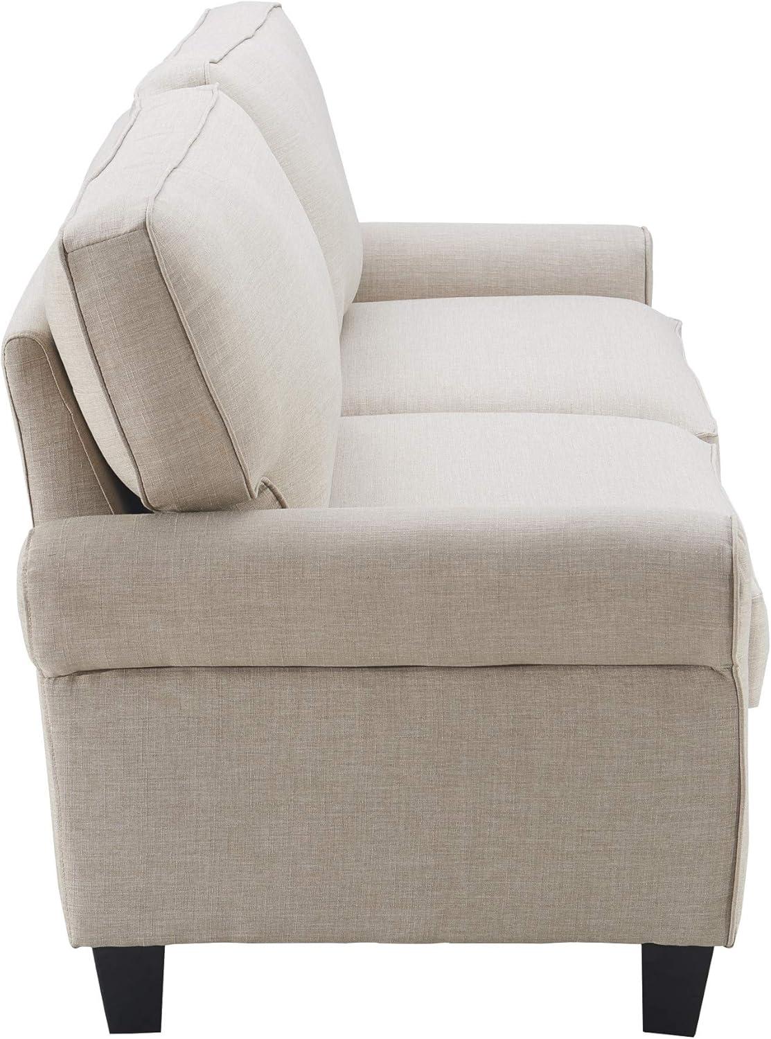 Copenhagen 73" Light Gray Fabric Sofa with Pillowed Back and Rounded Arms