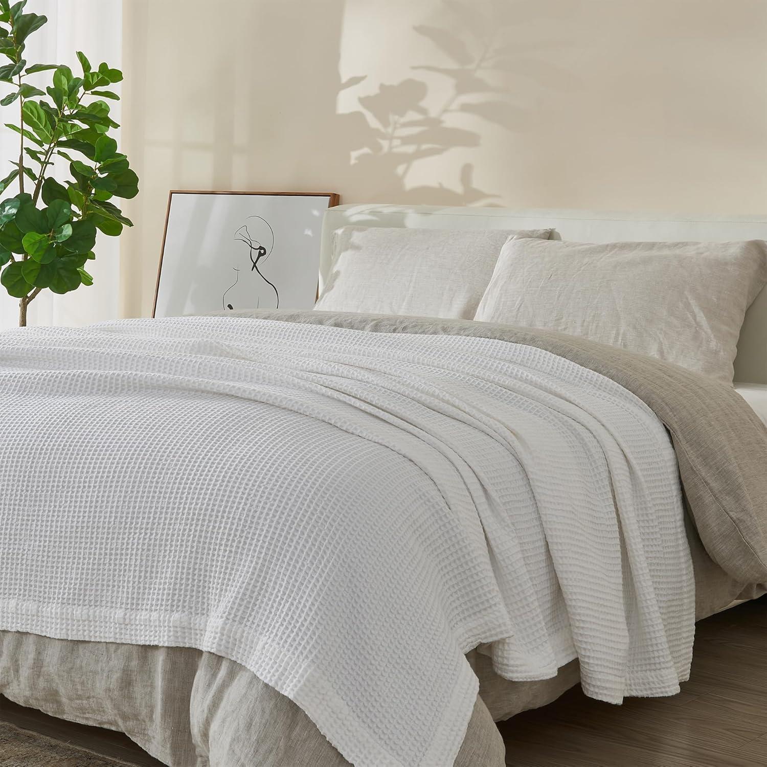 Vintage Comfort 100% Cotton Waffle Weave Thermal Bed Blanket, Twin