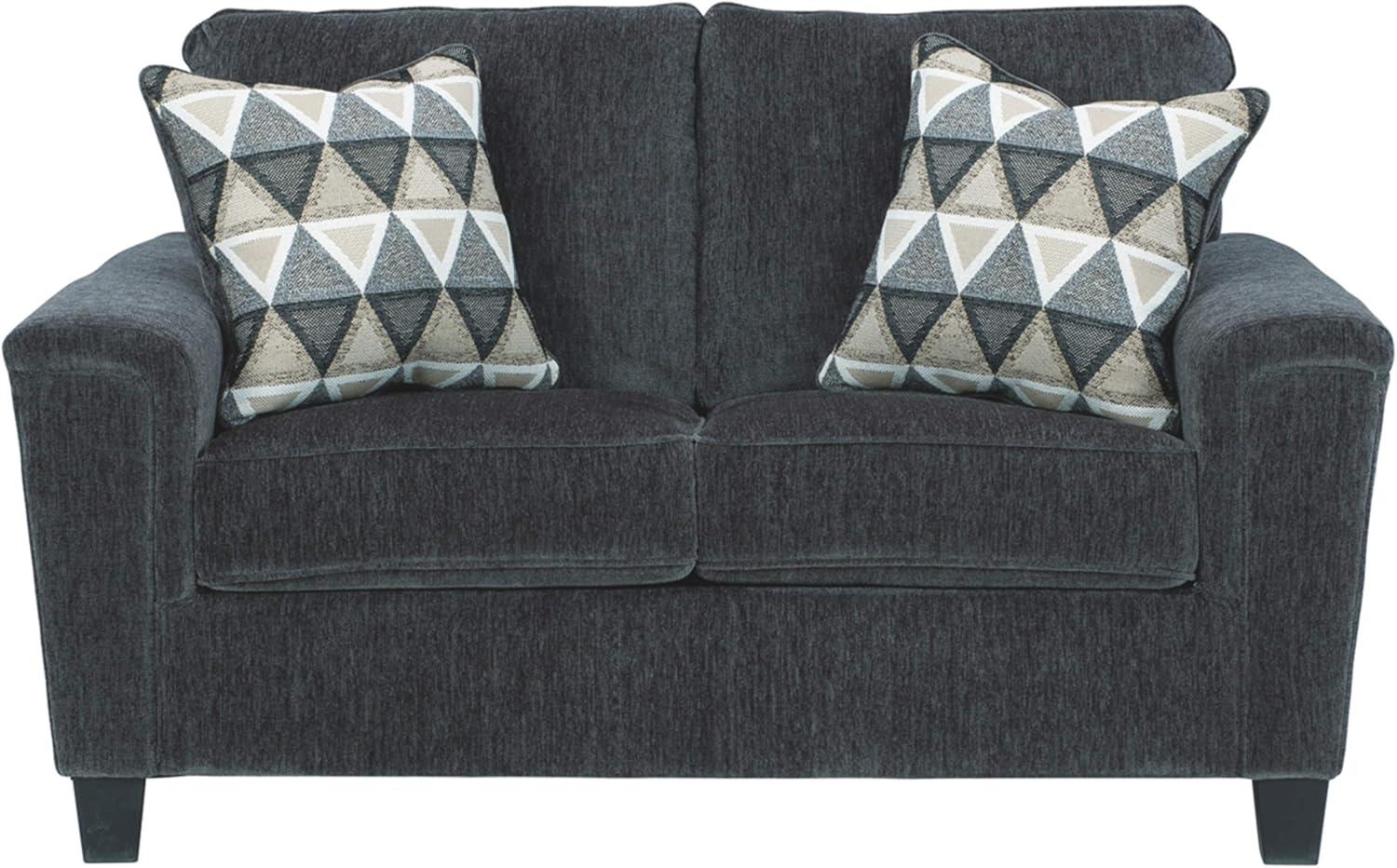 Gray Chenille Track Arm Loveseat with Removable Cushions