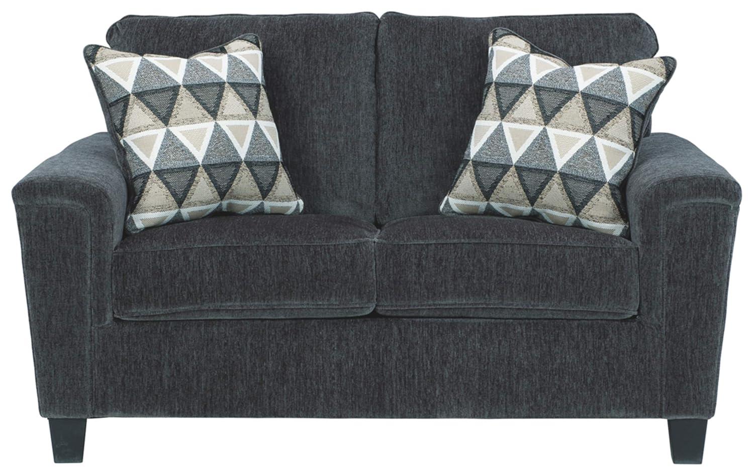 Gray Chenille Track Arm Loveseat with Removable Cushions