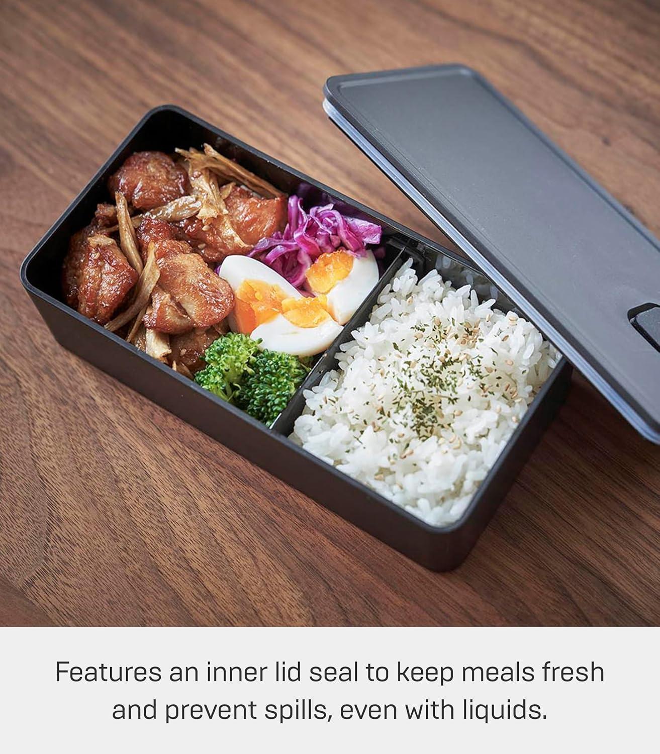 Black Silicone Vacuum-Sealing Bento Box, 7.24"