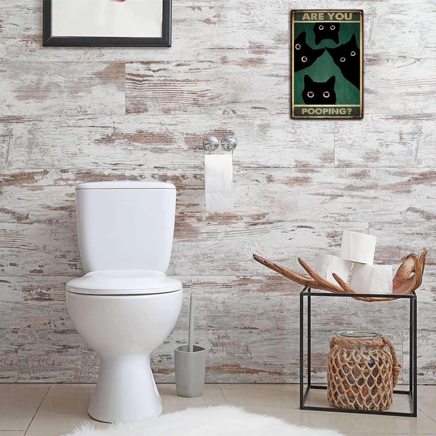 Black Cat Are You Pooping Funny Tin Signs Bathroom Wall Decor 8 x 12 Inch (918)