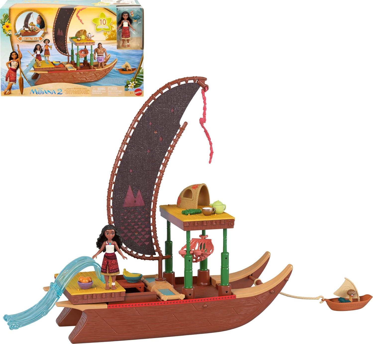 Disney Moana 2 Moana's Adventure Canoe Playset with Small Doll & Accessories