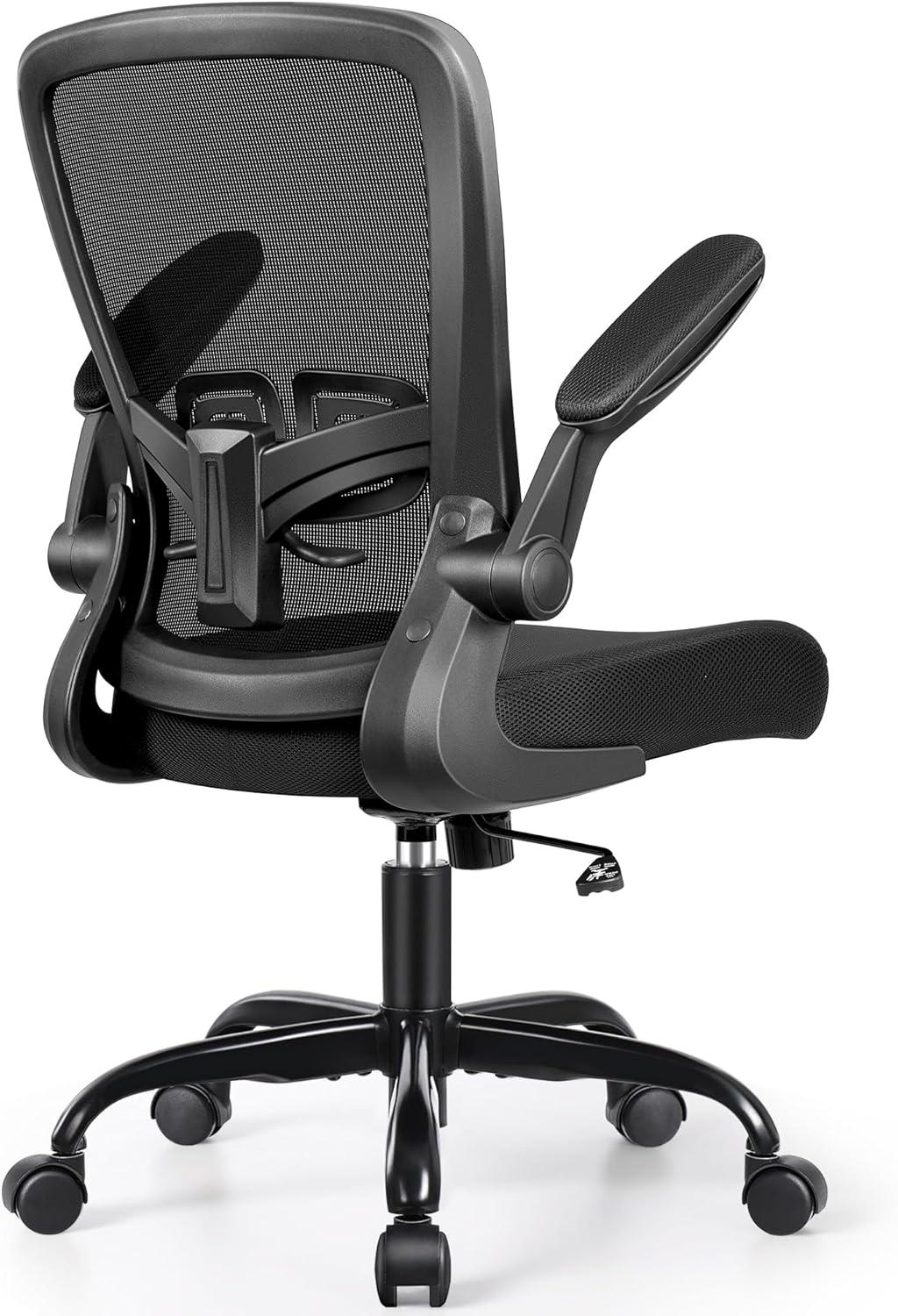 Ergonomic Black Mesh Office Chair with Adjustable Arms and Swivel Base