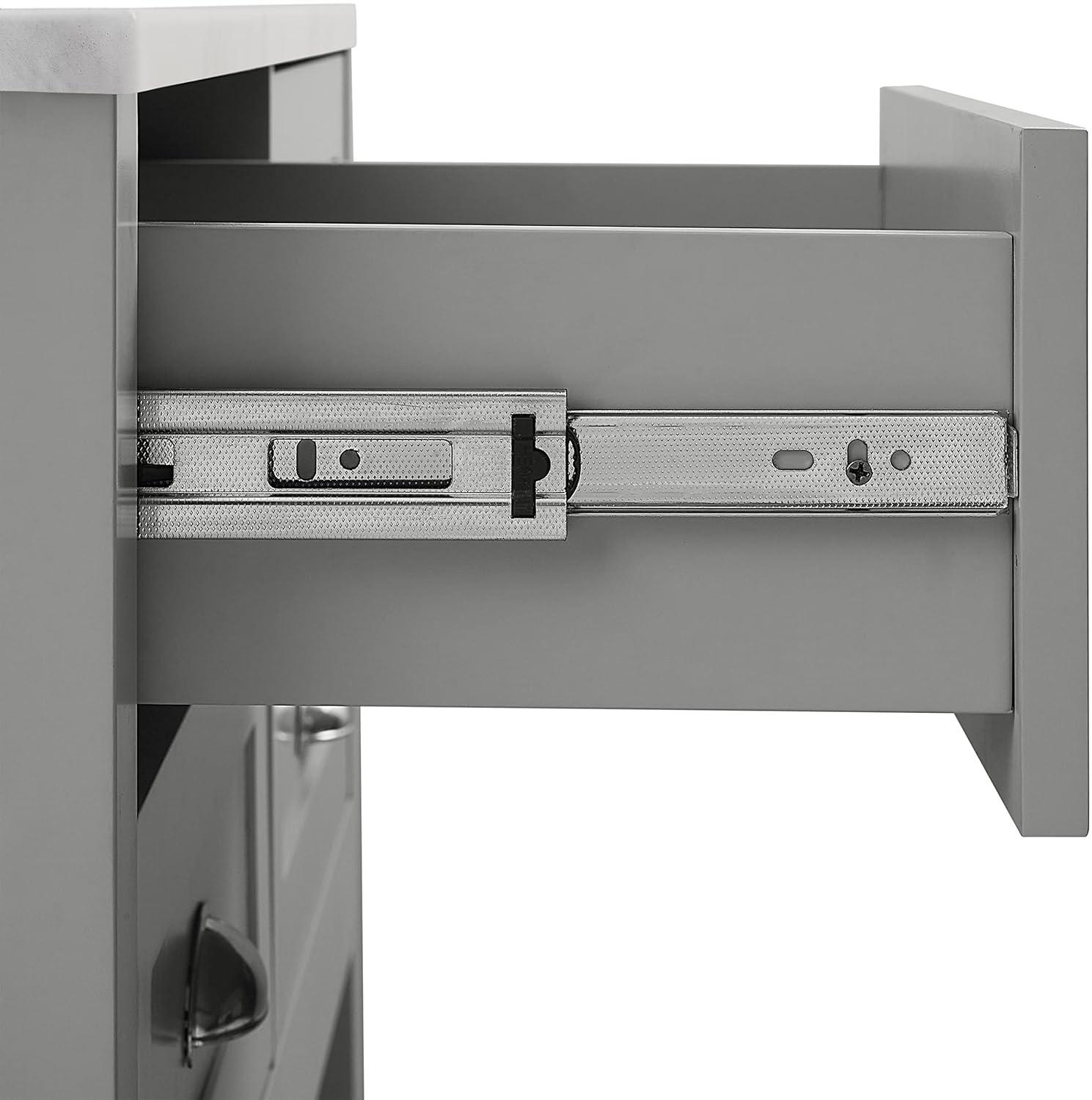 Connell Kitchen Island Cart Gray/White Marble - Crosley: Mobile Storage, 4 Drawers, Open Shelf, Locking Wheels