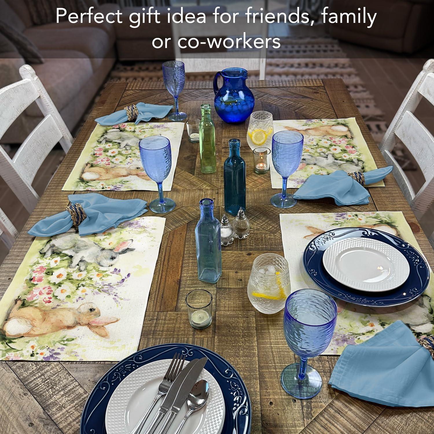 Highland Home "Bunny Garden" 4-Pack Cotton Blend Washable Placemats
