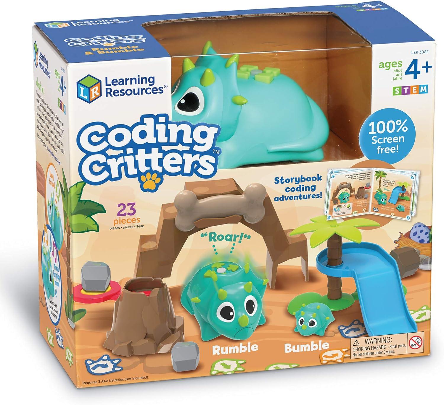 Learning Resources Coding Critters Rumble & Bumble, Screen-Free Early Coding Toy For Kids, 23 Piece Set, Ages 4+