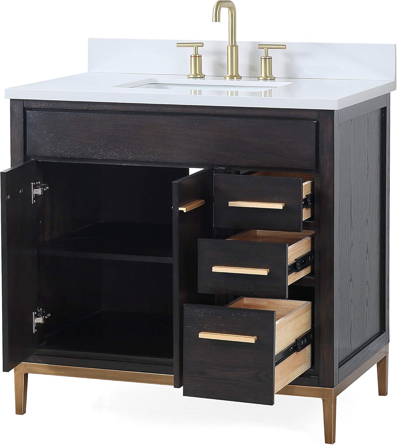 36" Tennant Brand Beatrice Modern Espresso Wenge Bathroom Sink Vanity TB-9838DK-V36