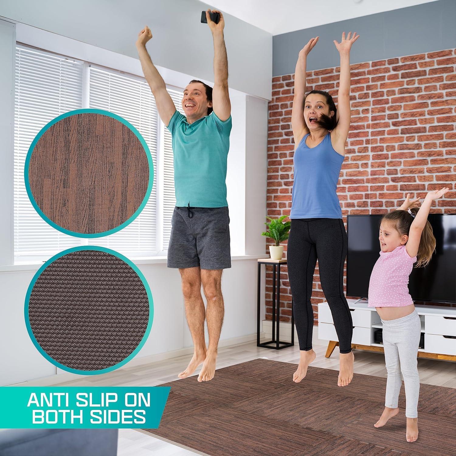 Bme Premium 24" L x 24" W x 0.375" EVA Interlocking Foam Floor Tiles, Non-Slip Gym Mats for Muti-use