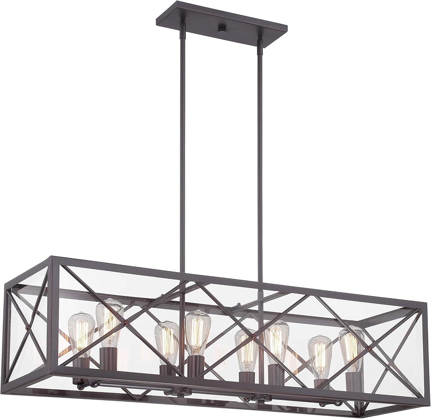 Satin Bronze 8-Light Linear Chandelier with Plug-in Feature