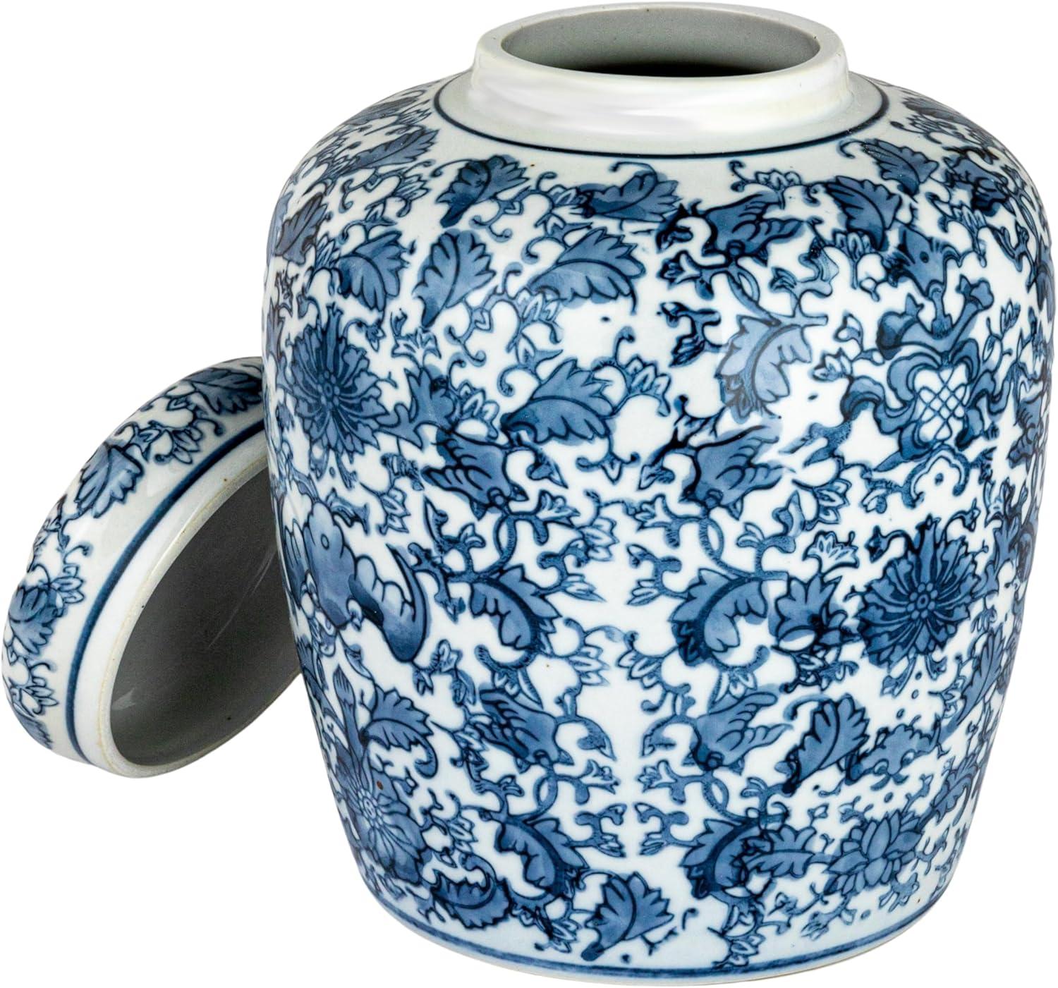 Decorative Ceramic Ginger Jar (8.25") - Blue/White - Storied Home