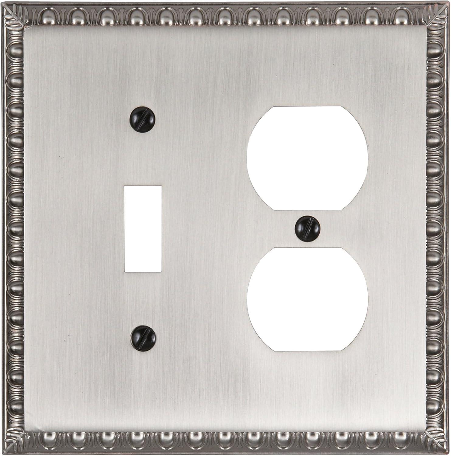 Amerelle 90TDAN Egg & Dart Wallplate, 1 Toggle / 1 Duplex, Cast Metal, Antique Nickel, 1-Pack