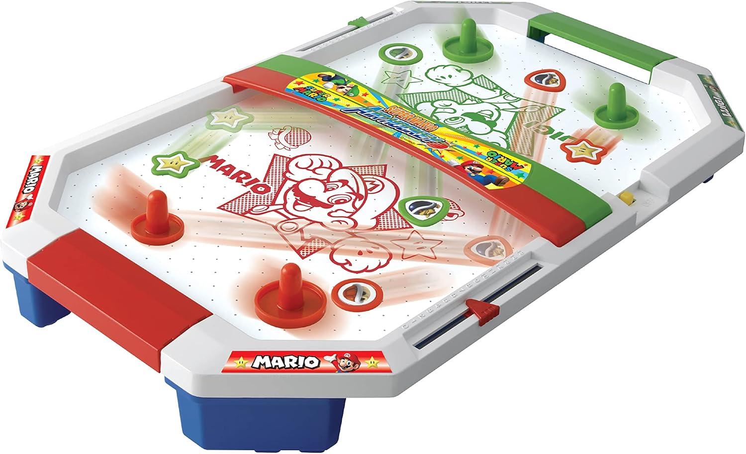 Epoch Games Super Mario Air Hockey, Tabletop Skill and Action Game with Collectible Super Mario Action Figures