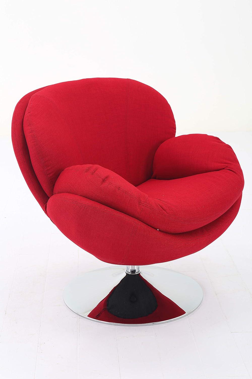 Red Swivel Barrel Arm Chair with Chrome Base