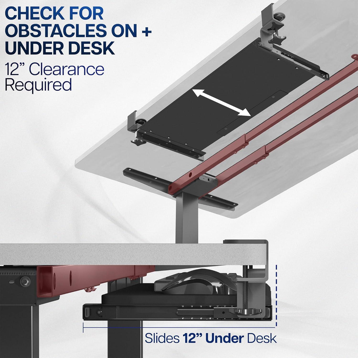 VIVO Vintage Brown Extra Long Clamp-on Computer Keyboard Mouse Under Desk Tray