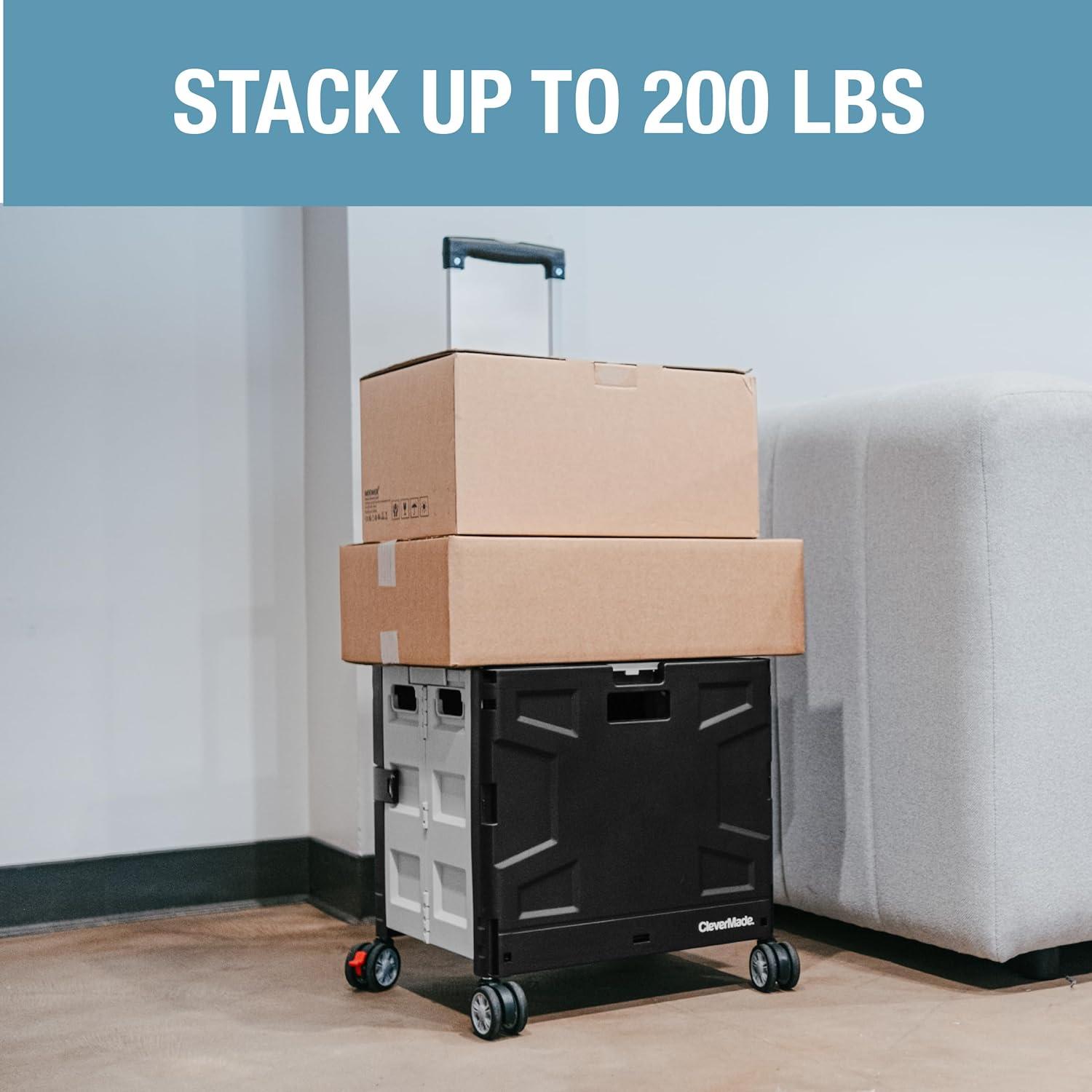CleverMade Wheeled Storage Crate, 35L Capacity, Lockable Lid, Durable Polypropylene, 4 Wheels, Black/Cream