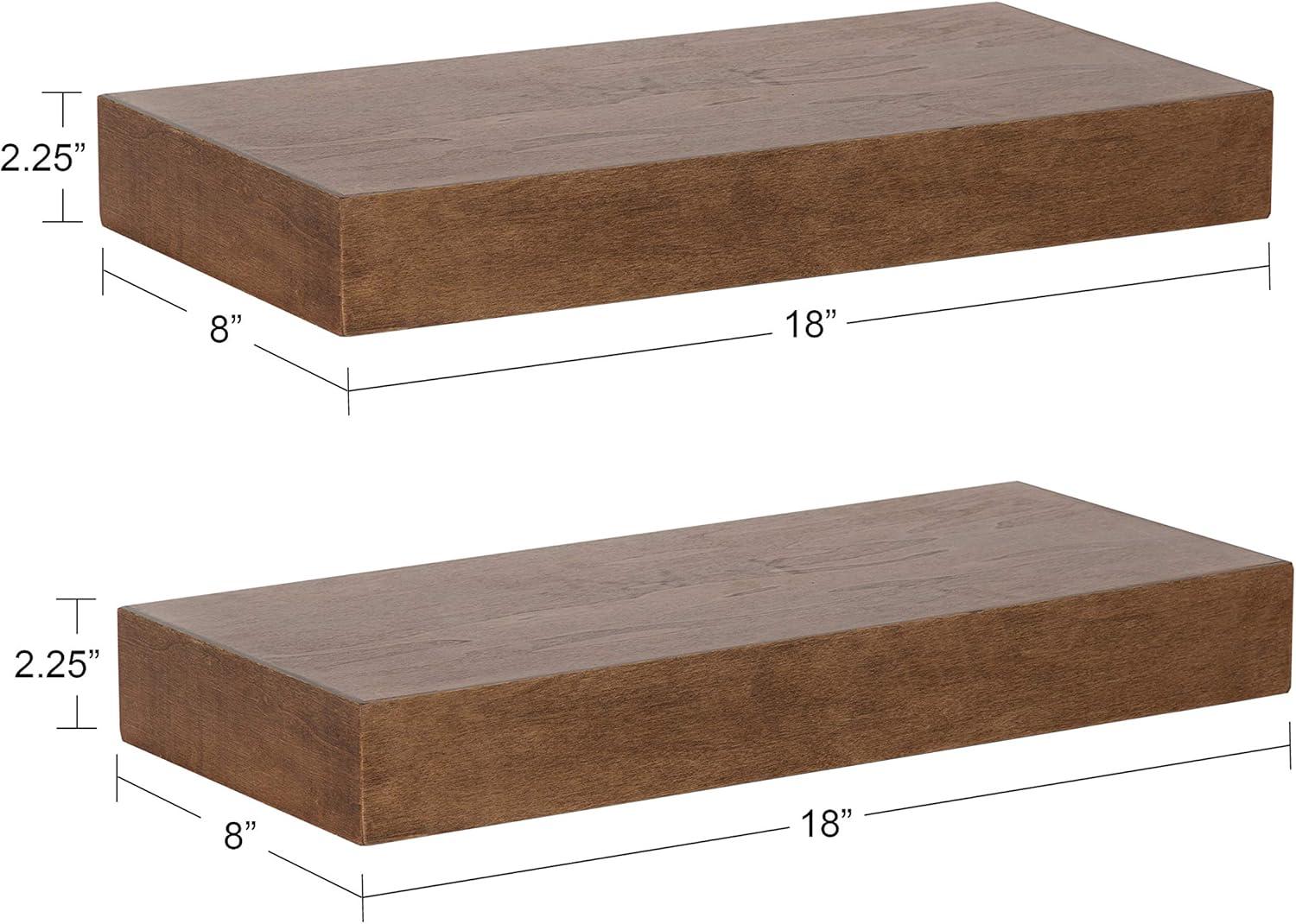 Kate and Laurel Havlock Wood Shelf Set, Rustic Brown 2 Piece 18 inch