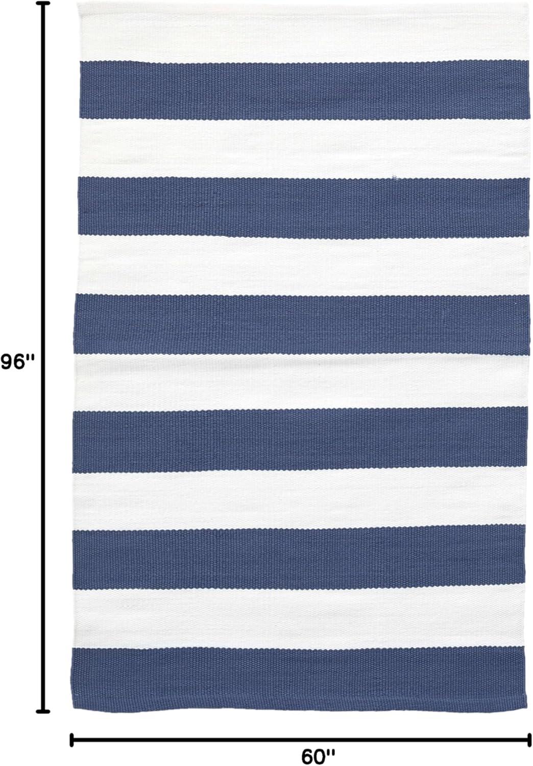 Catamaran Stripe Denim/White Handwoven Indoor/Outdoor Rug