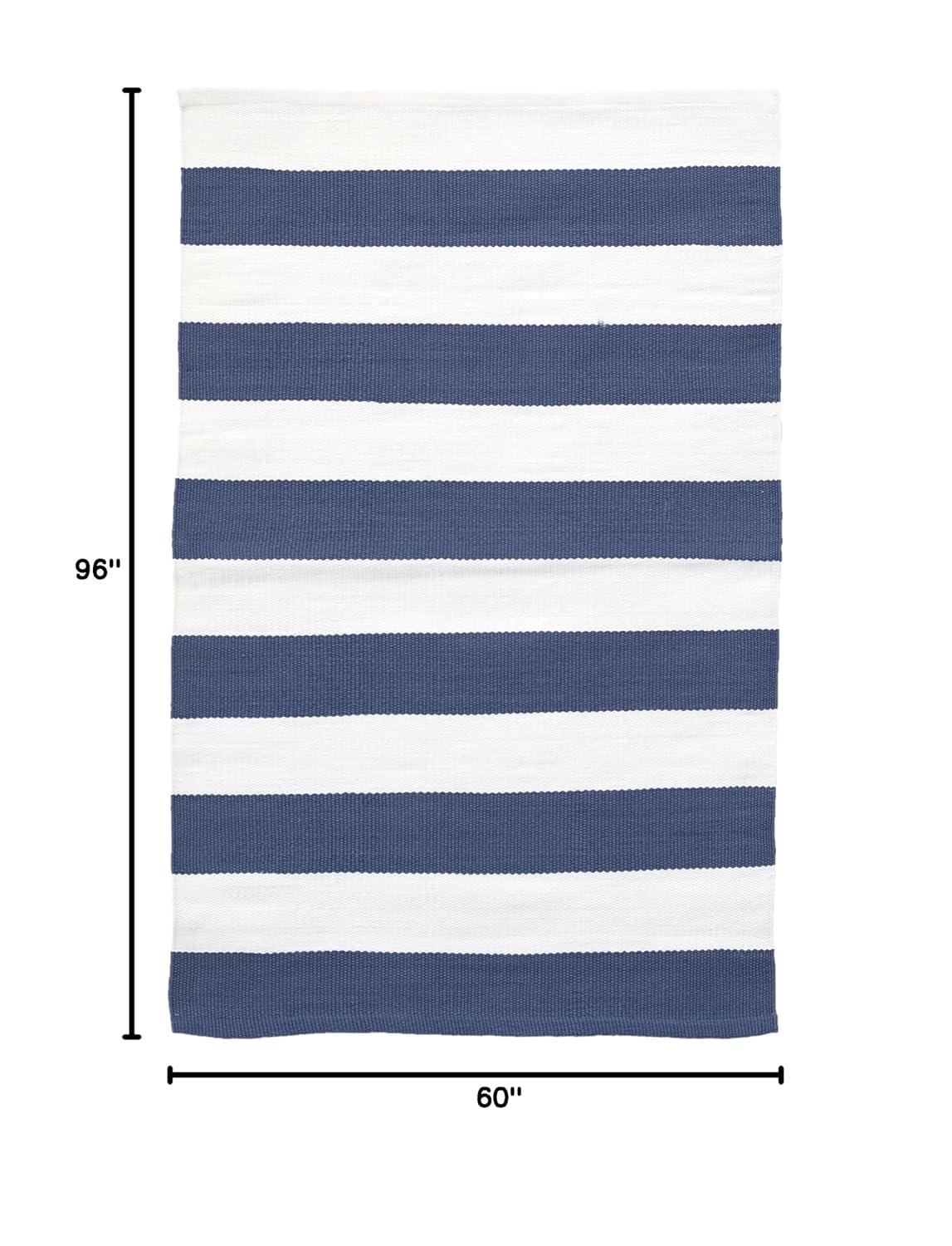 Catamaran Stripe Denim/White Handwoven Indoor/Outdoor Rug
