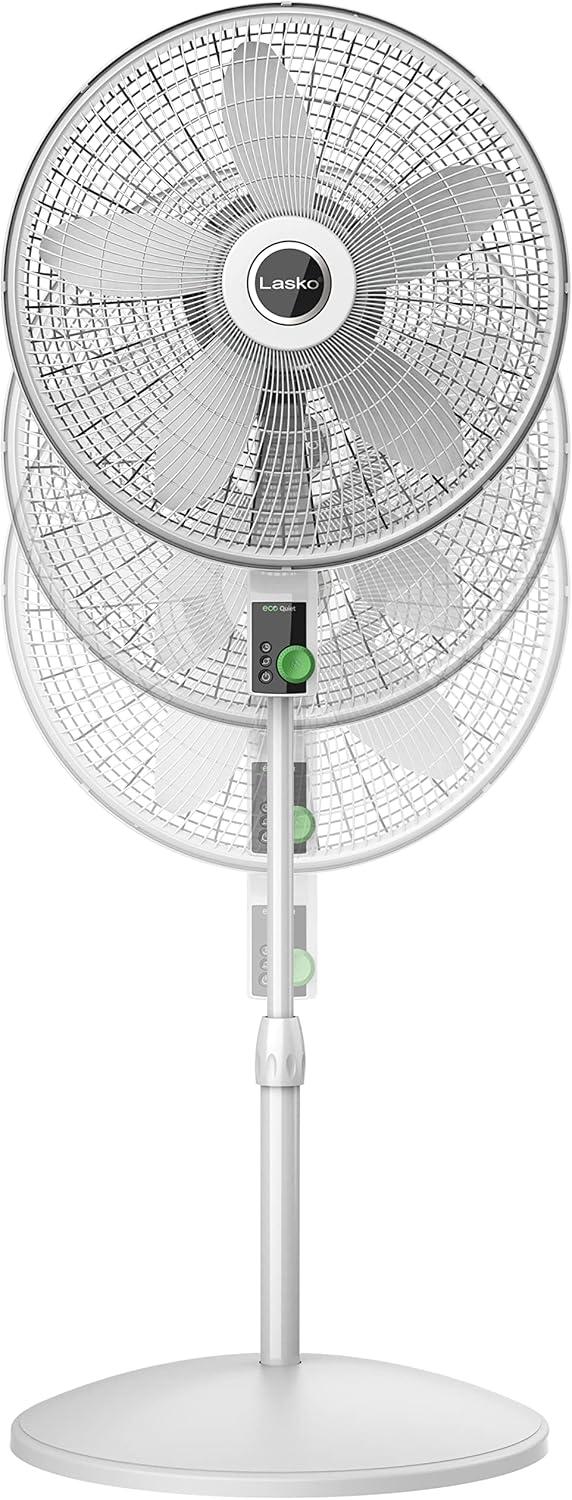 EcoQuiet White Adjustable Height Oscillating Floor Fan with Remote