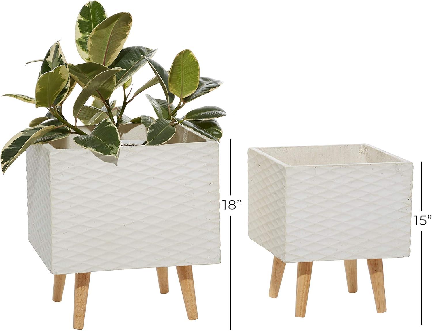 Set of 2 Textured Fiberclay Square Planters - Olivia & May