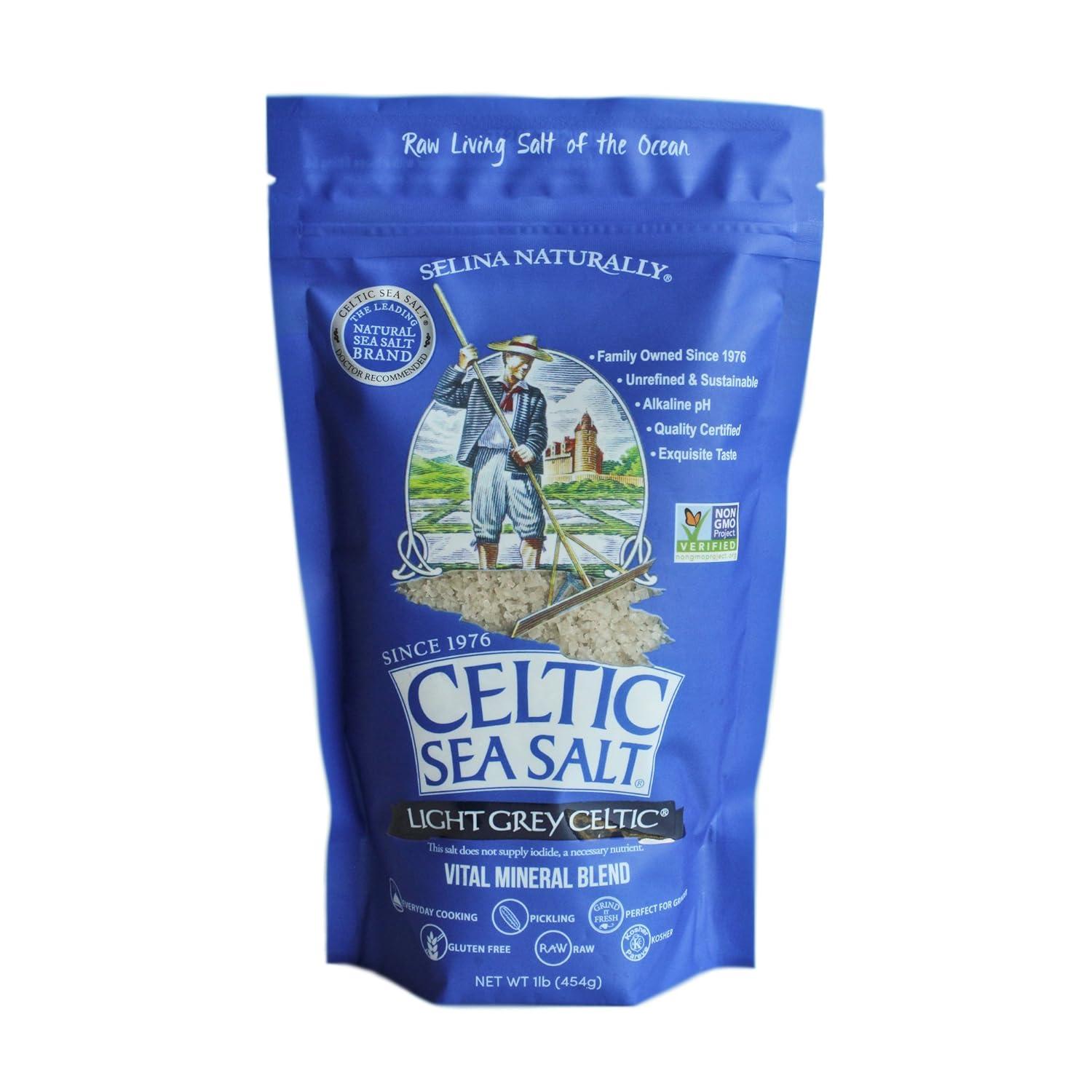 Celtic Sea Salt Light Grey Coarse Sea Salt, 16 oz Bag