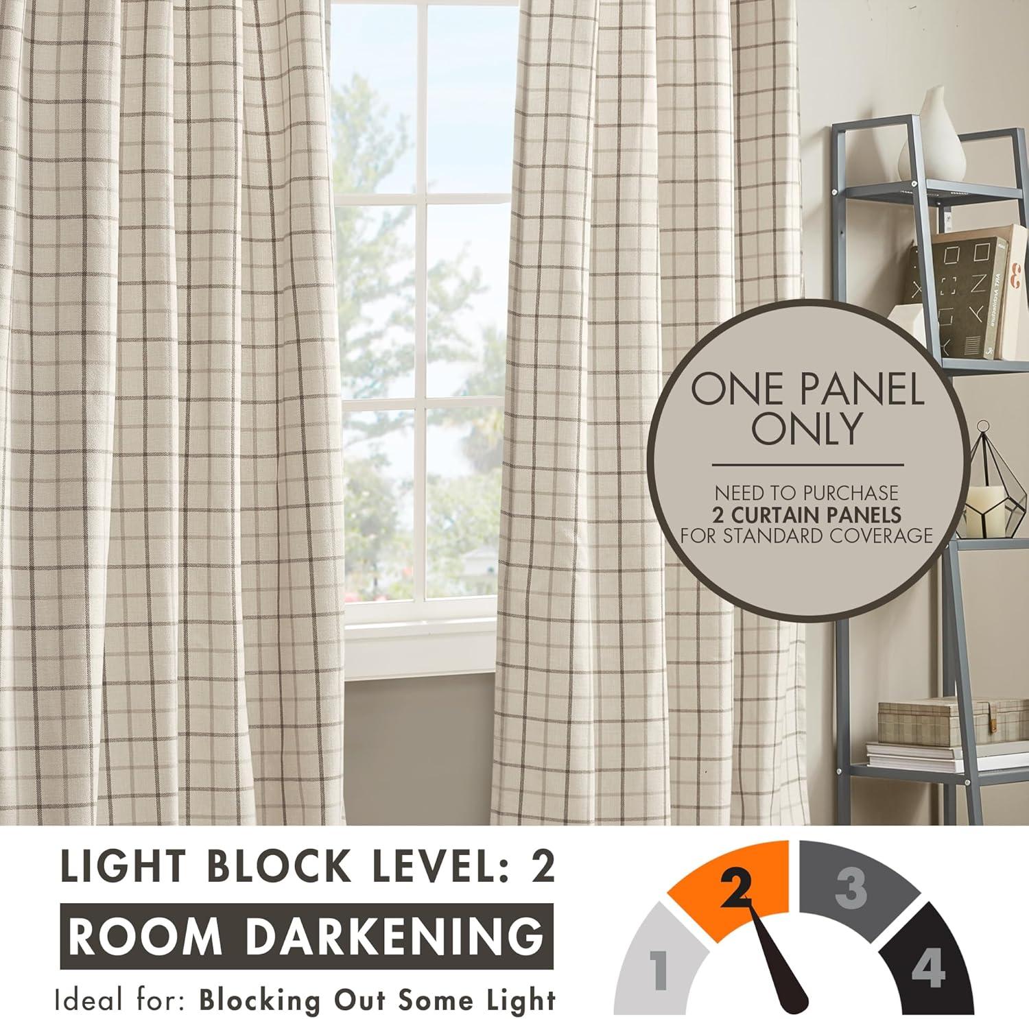 Anaheim Woven Plaid Room Darkening Thermal Fleece Lined Single Curtain Panel