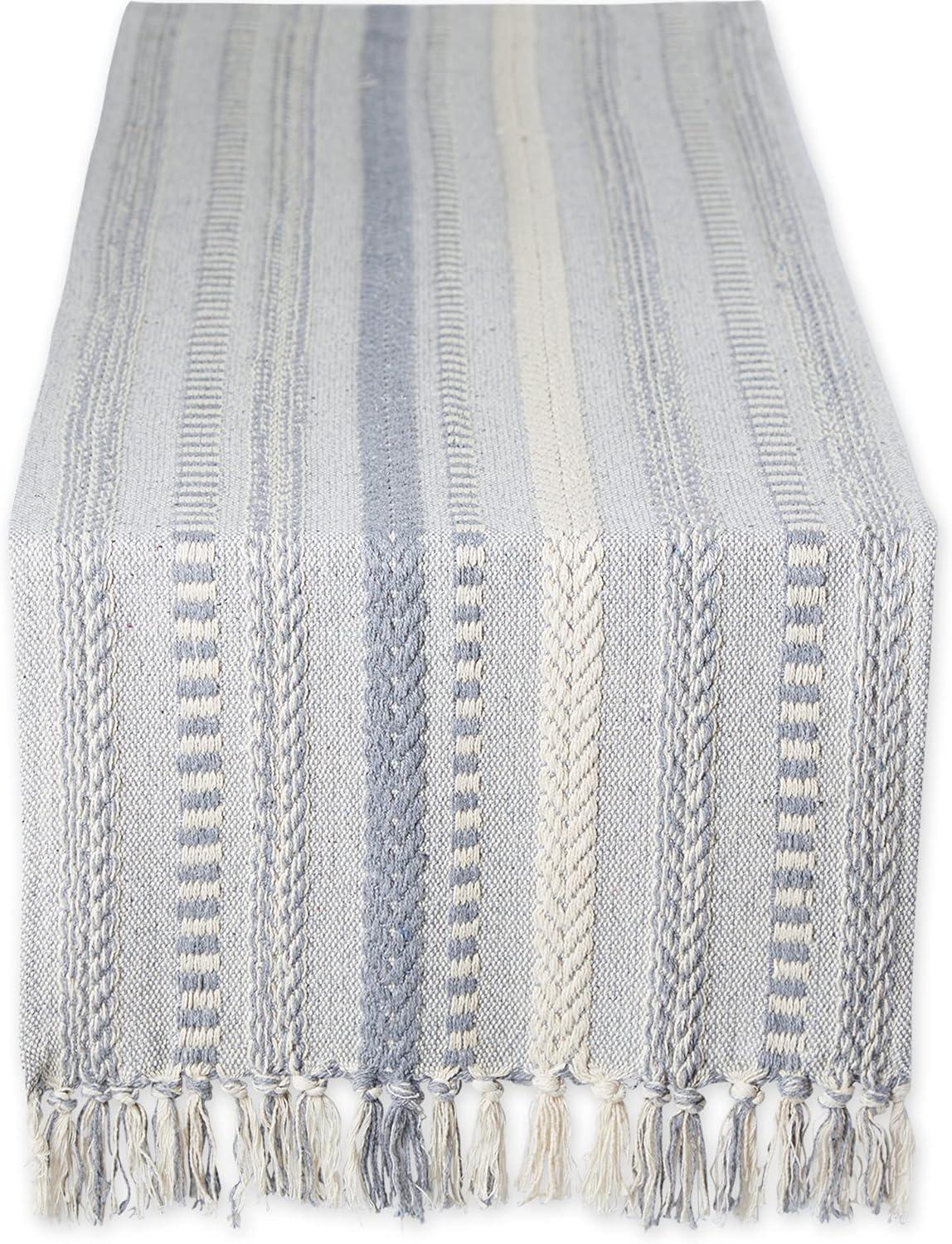 Cool Gray Braided Stripe Table Runner 15x72