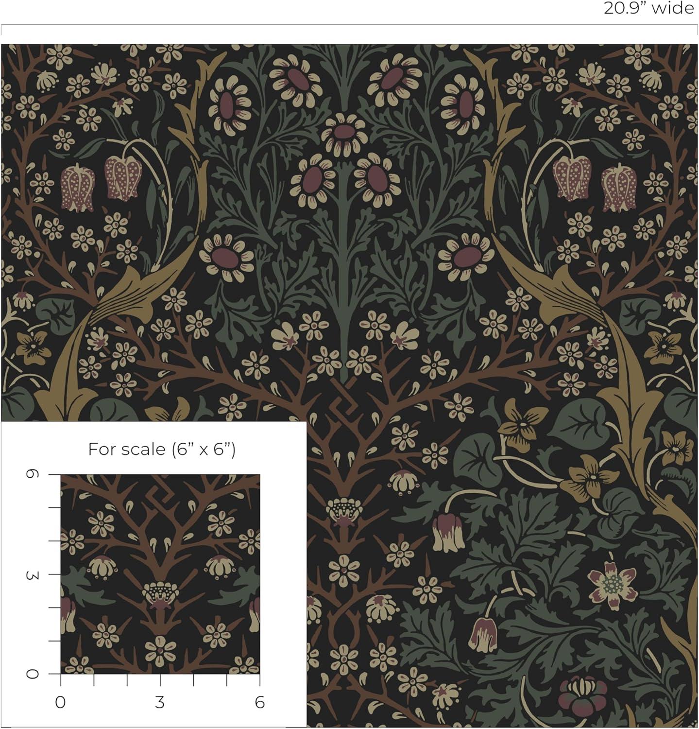 NextWall  Victorian Garden Floral Peel and Stick Wallpaper 20.9 in. W x 18 ft. L - Blacksmith & Cliffside