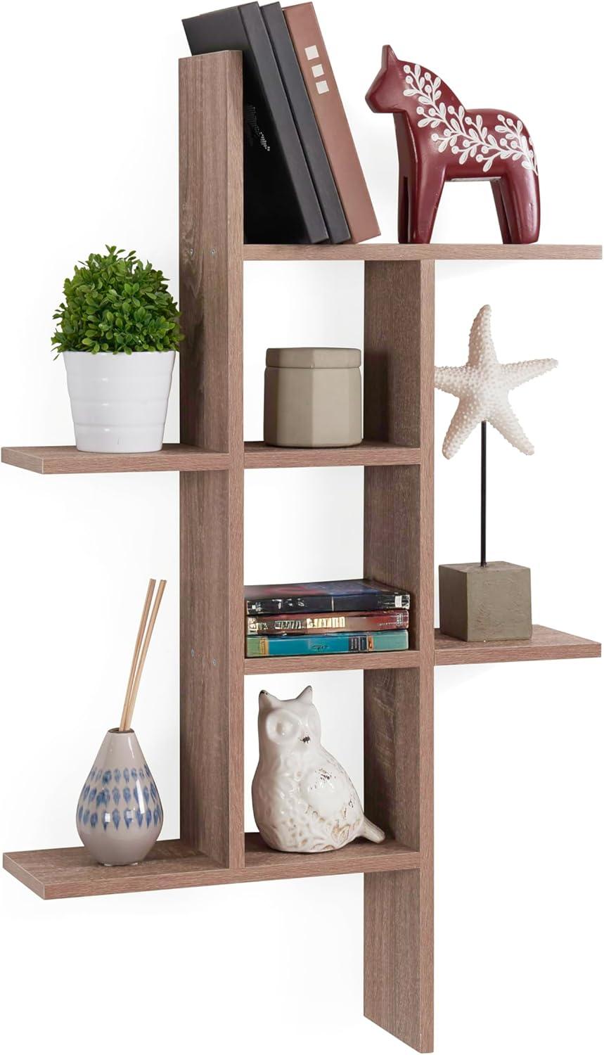 40" x 24" Cantilever Wall Shelf Weathered Oak - Danya B.: Modern Laminated MDF Floating Display