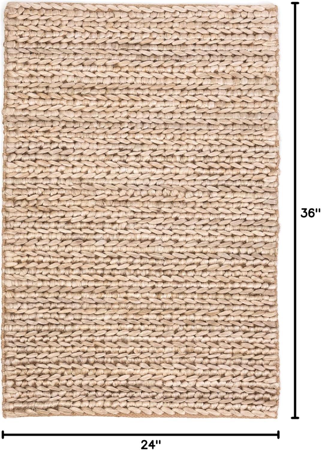 Bleached Oak Hand-Braided Cotton Jute 2' x 3' Rug