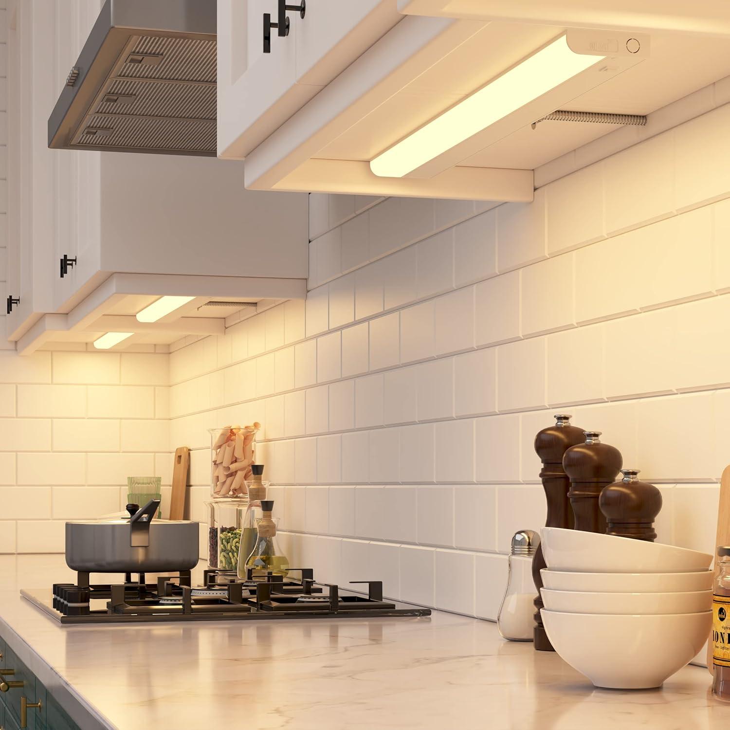 Inlight 3000K Dimmable Under Cabinet LED Lights, selectable 12/18/24/30 inches, Hardwired Only