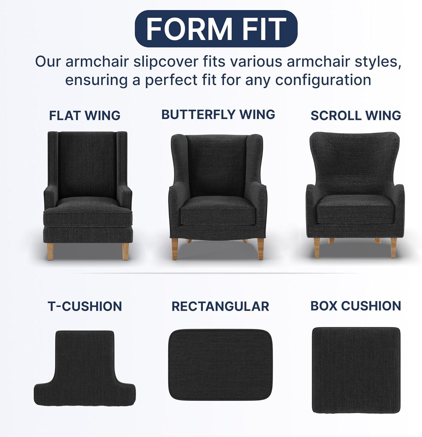 Stretchy Slipcover for Wingback Chair - Easy to Clean & Durable - Microfibra Collection