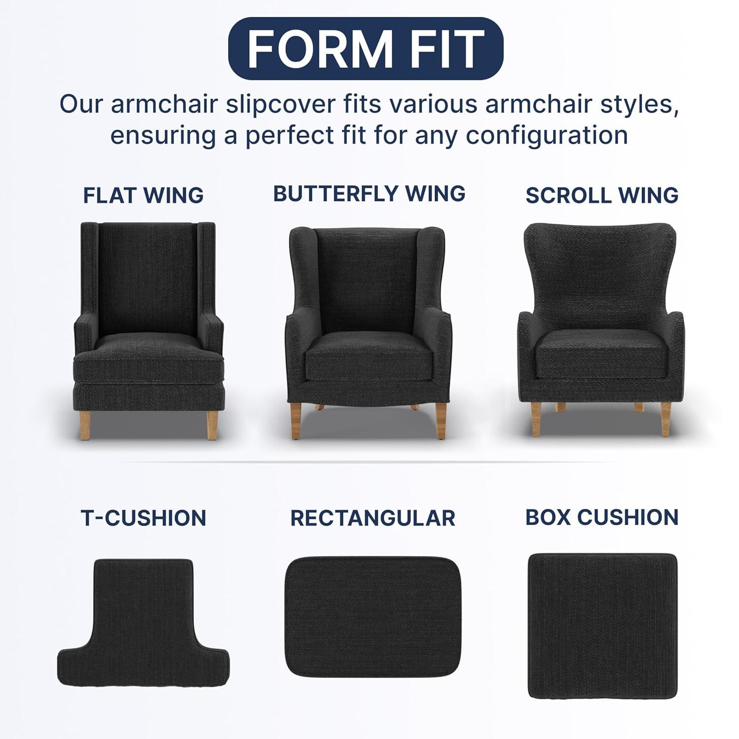 Stretchy Slipcover for Wingback Chair - Easy to Clean & Durable - Microfibra Collection