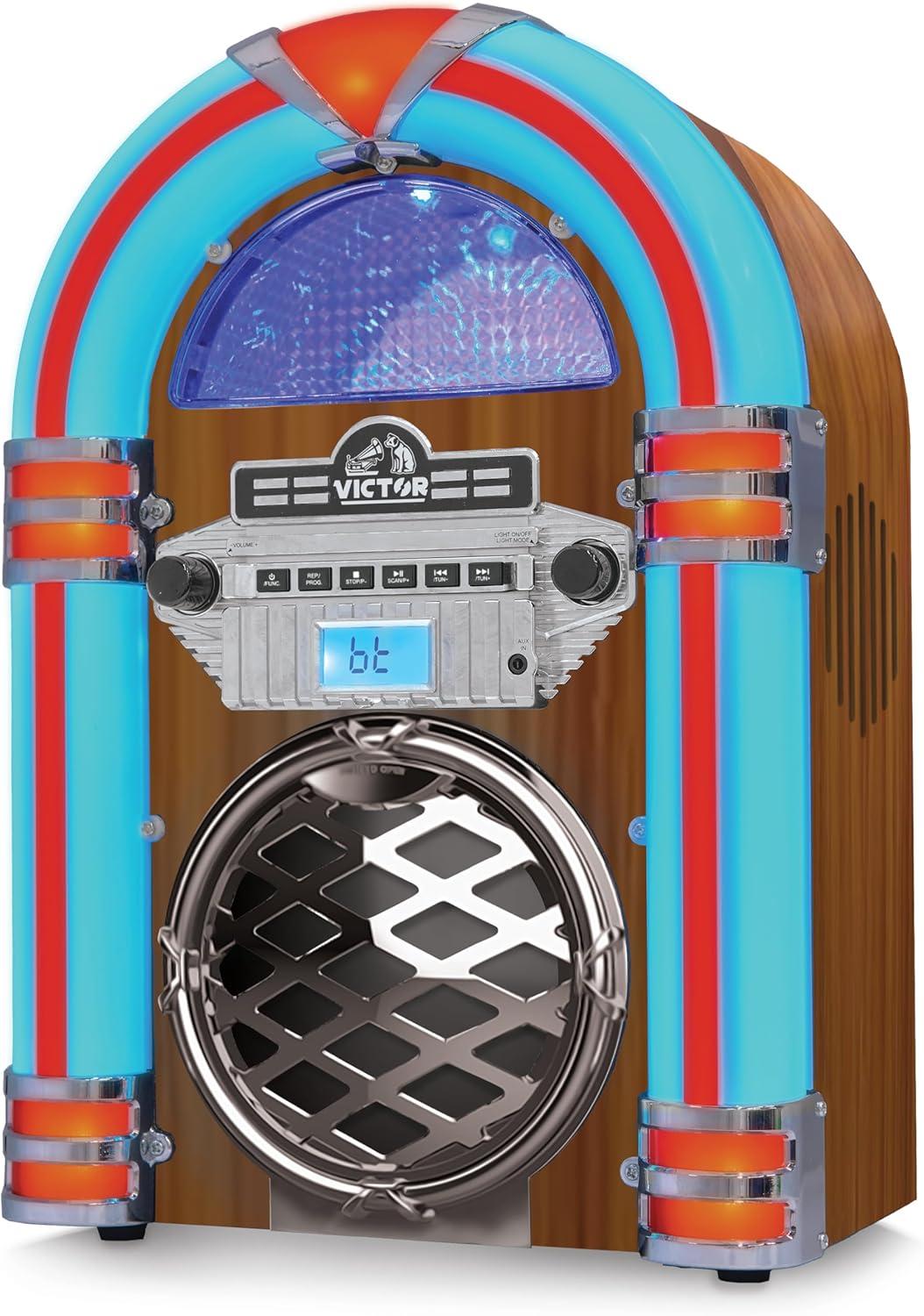 Victor Bluetooth CD Jukebox Speaker with FM Radio & Multicolor LED Lighting
