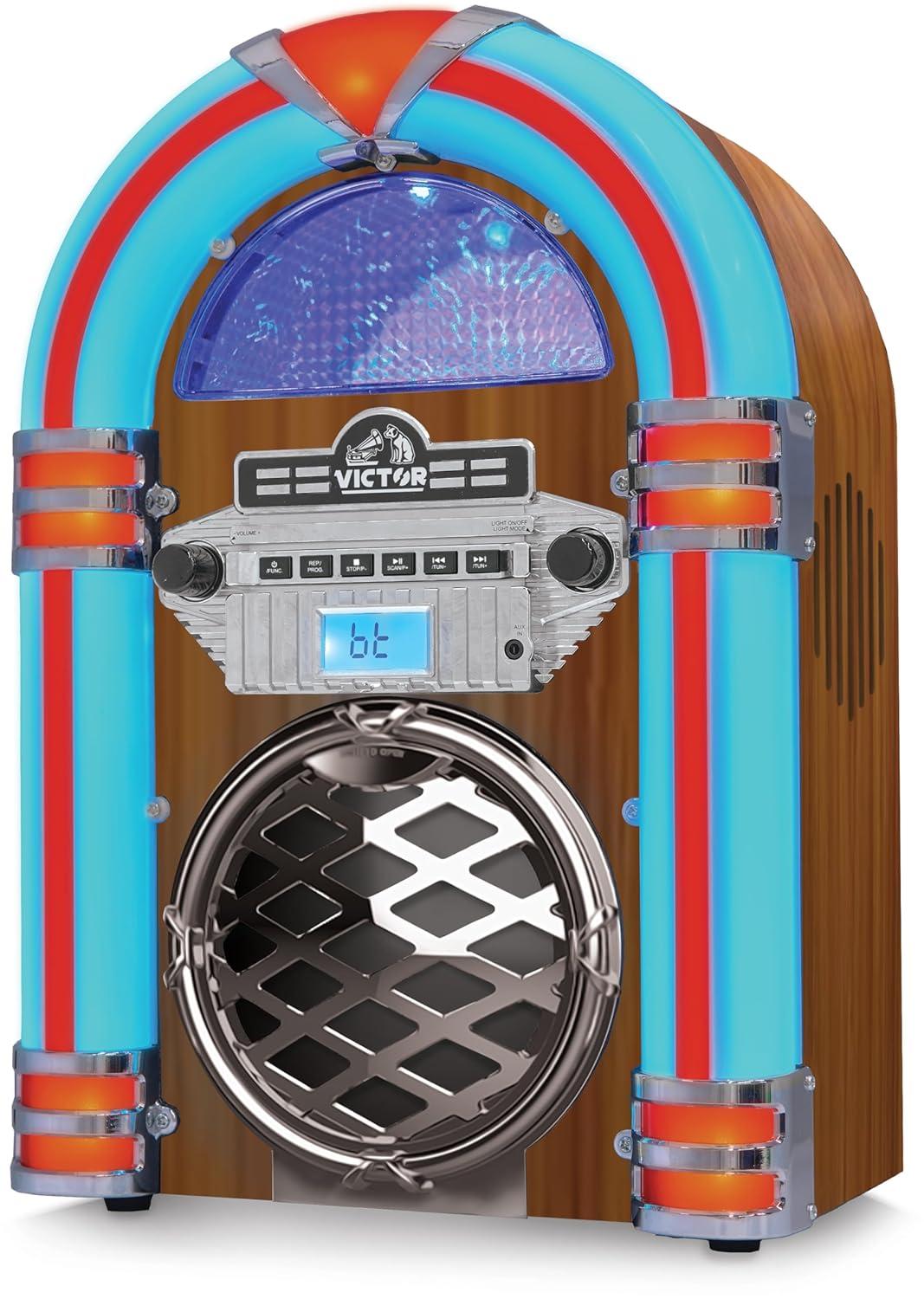 Victor Bluetooth CD Jukebox Speaker with FM Radio & Multicolor LED Lighting