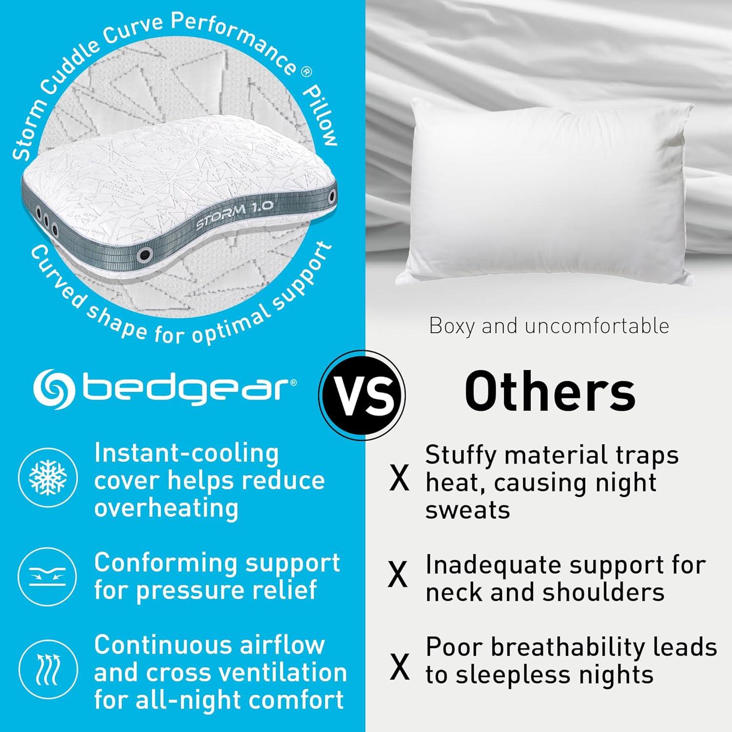 Bedgear Bedgear Storm Cuddle Curve Performance Cooling Pillow for Side Sleepers- Medium Firmness
