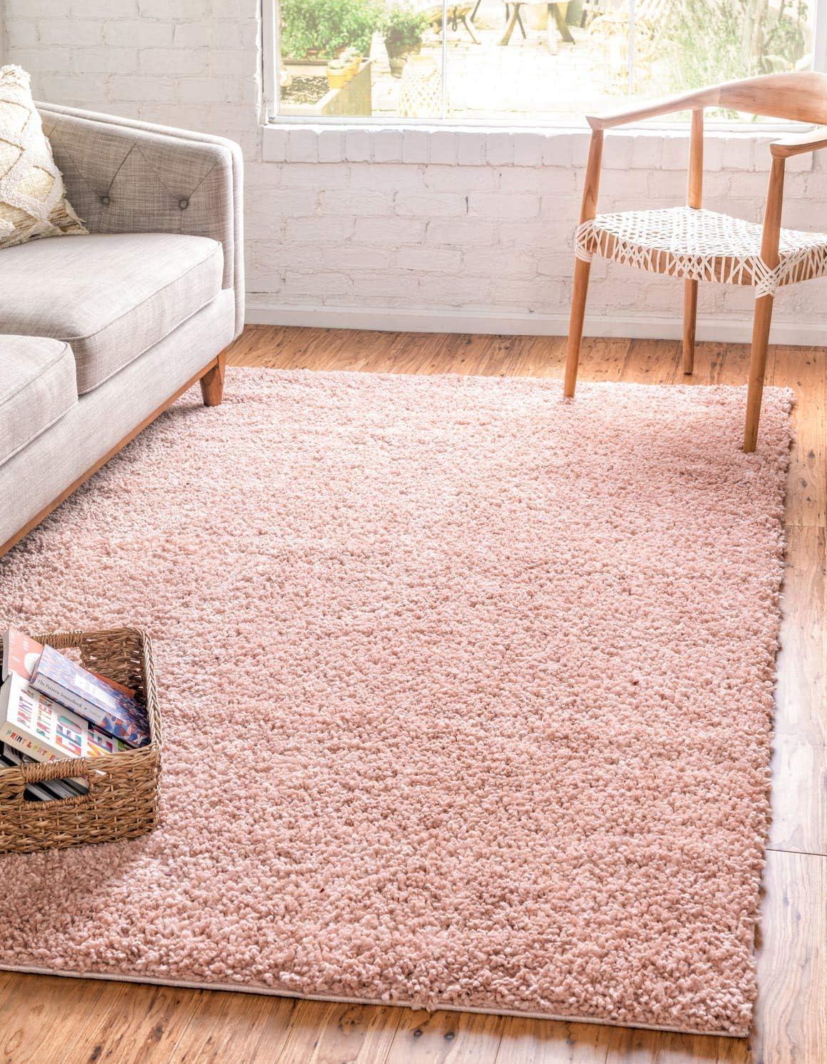 Dusty Rose Braided Shag 10' x 13' Synthetic Area Rug