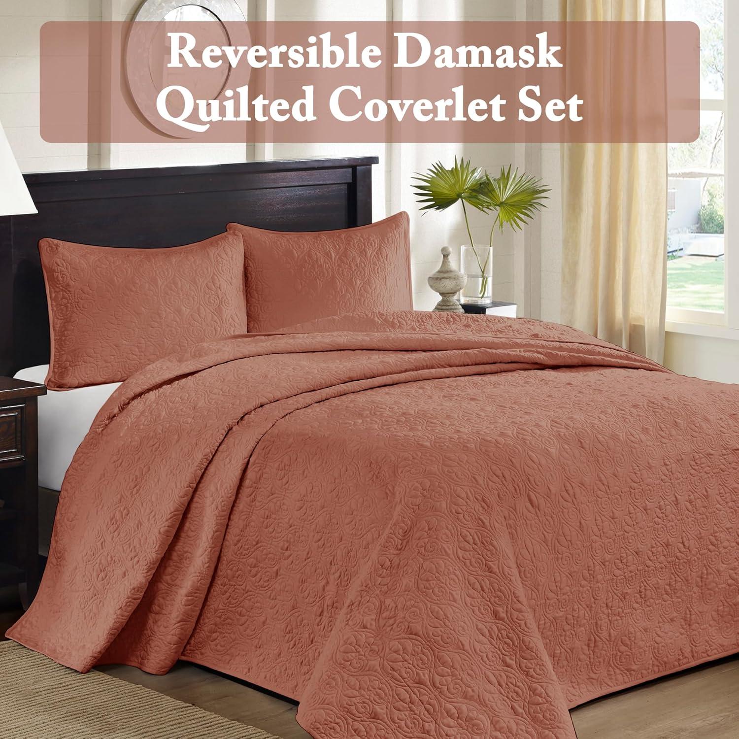 Madison Park 3pc Full/Queen Vancouver Reversible Quilt Set Clay Pink
