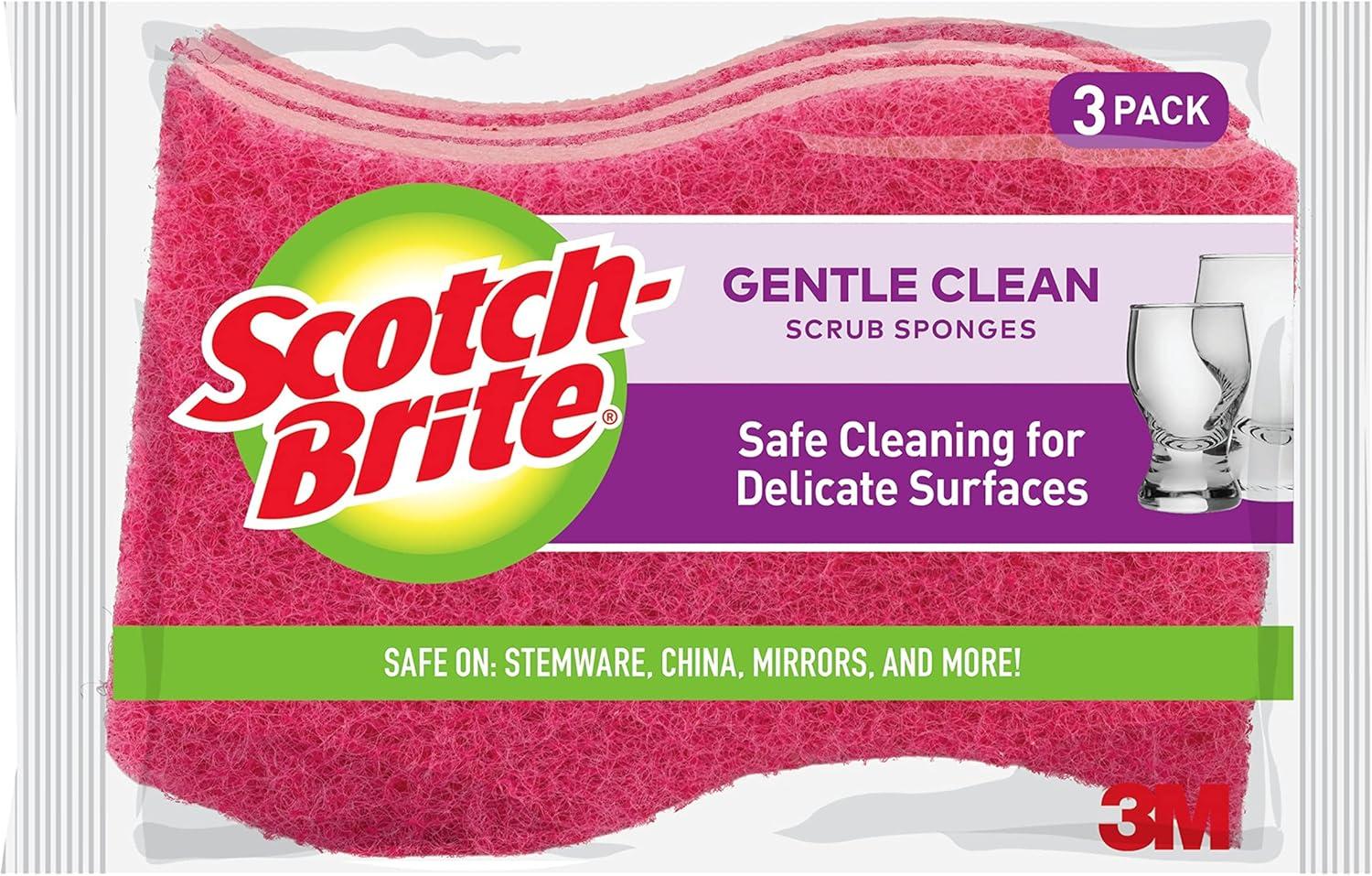 Scotch-Brite Pink Non-Scratch Delicate Care Scrub Sponges, 3-Pack