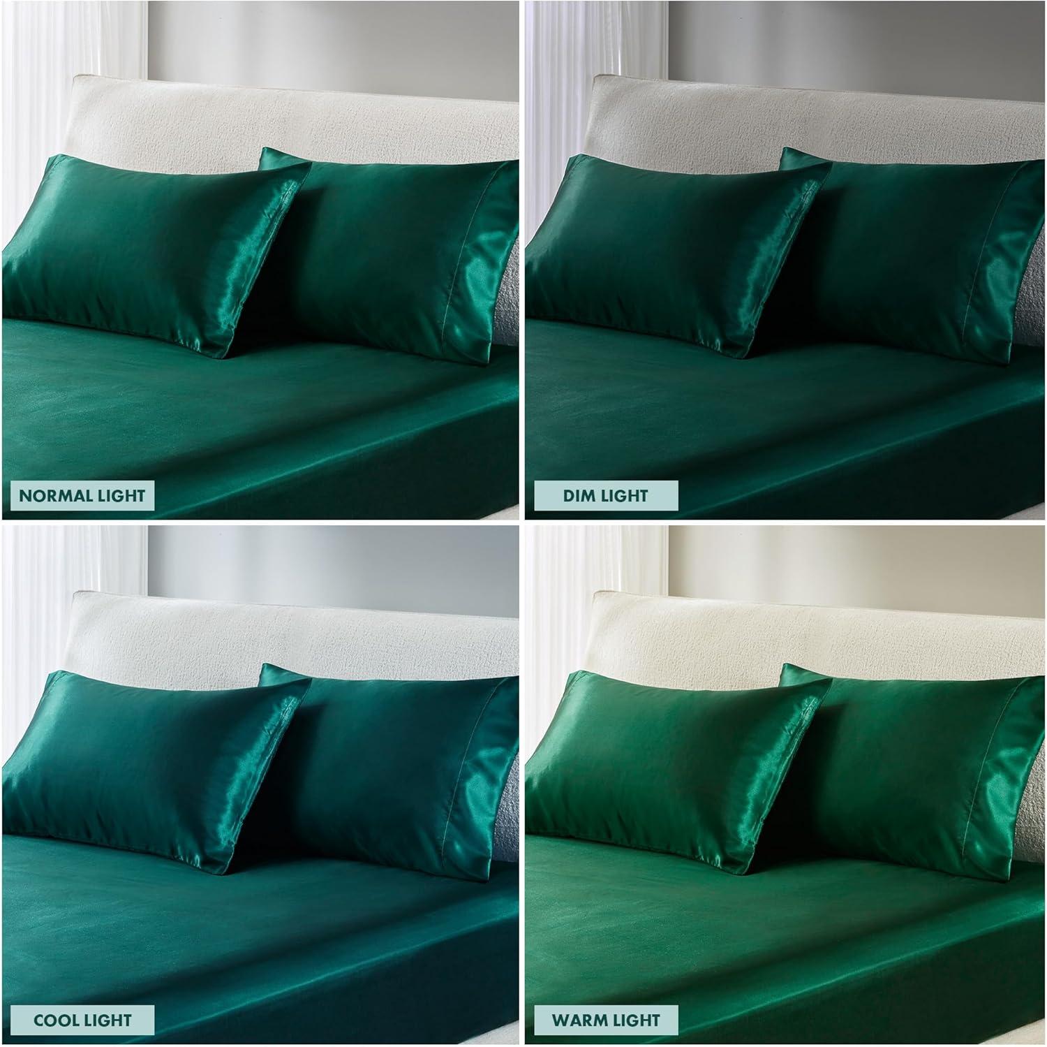 Madison Park King 2pc Satin Luxury Pillowcases Emerald