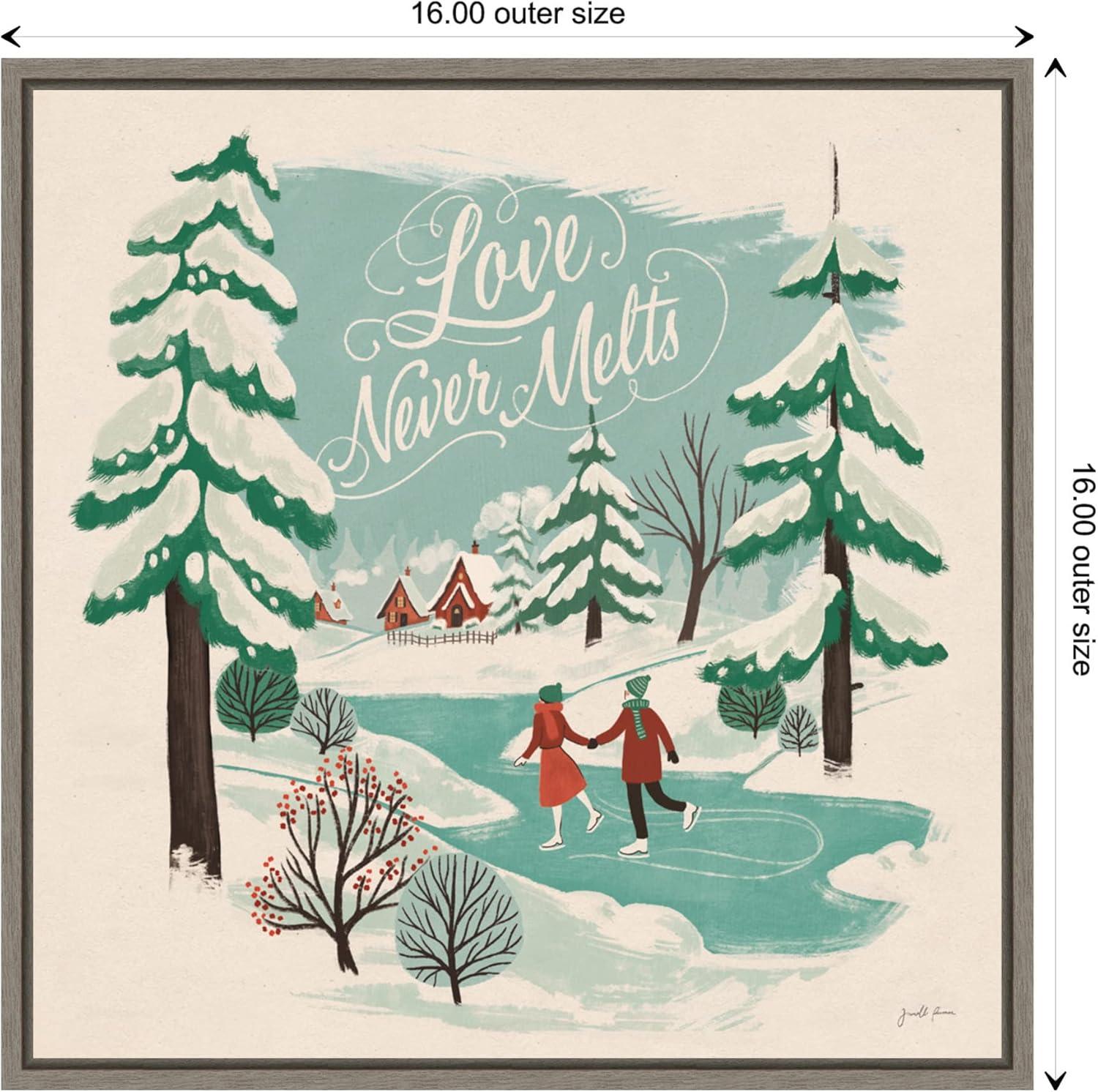 Love Never Melts Christmas Canvas Framed Wall Art