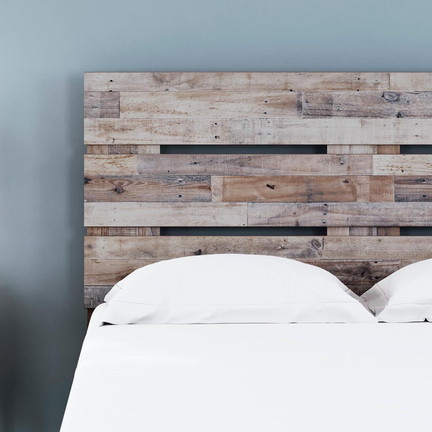 Signature Design by Ashley Queen Neillsville Platform Bed Whitewash: Beach Chic Urban Style, Pine Grain, No Box Spring Needed