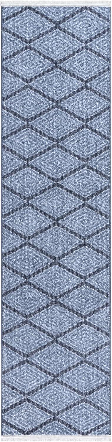Town & Country Everyday Rein Solid Diamond Everwash Non-Slip Backing Washable Area Rug Blue