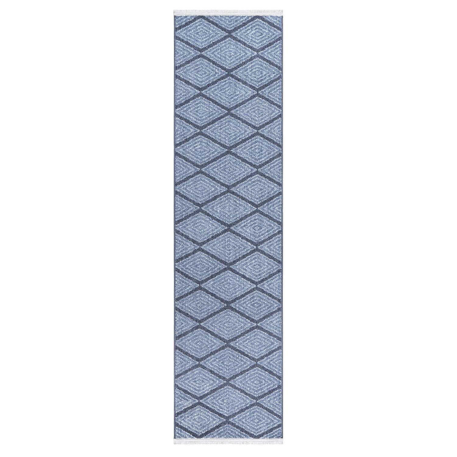 Town & Country Everyday Rein Solid Diamond Everwash Non-Slip Backing Washable Area Rug Blue