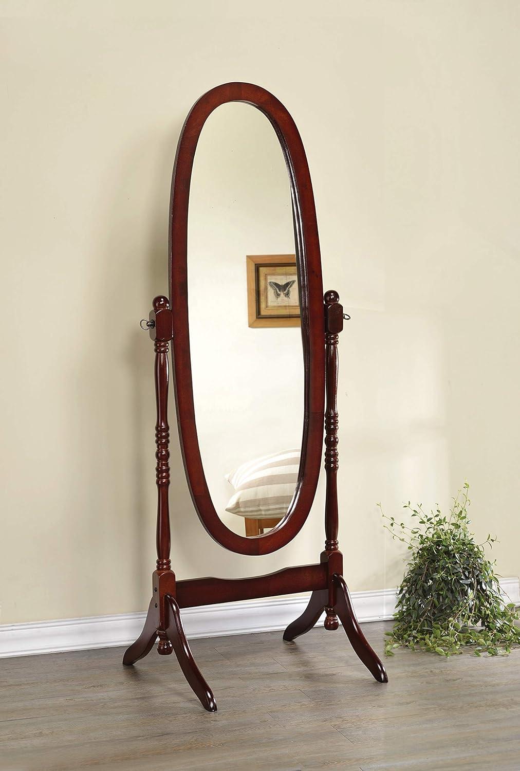 Monarch Specialties Foyet Oval Cheval Mirror Merlot