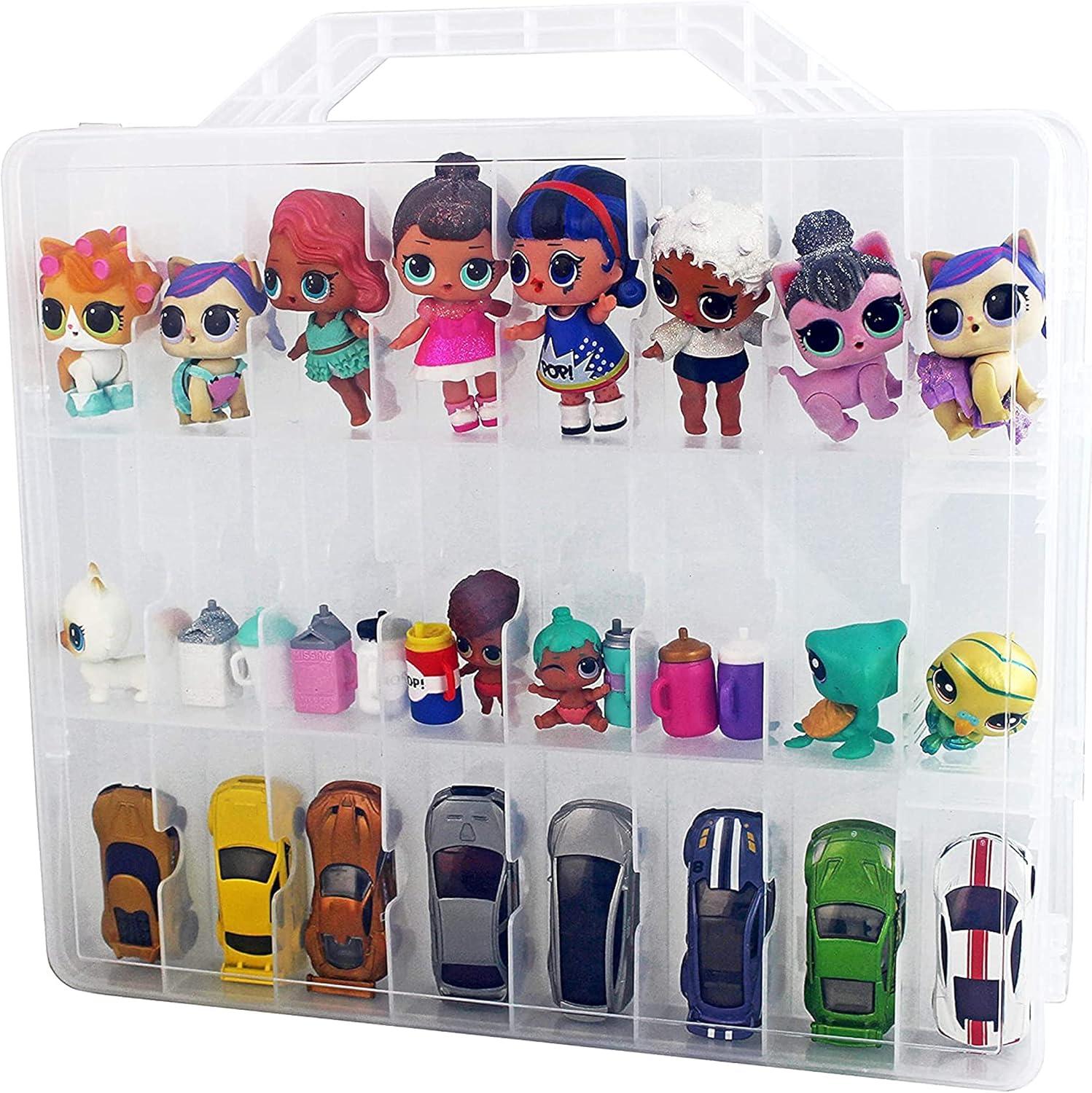 Clear Plastic 48-Compartment Kids Toy Organizer Case